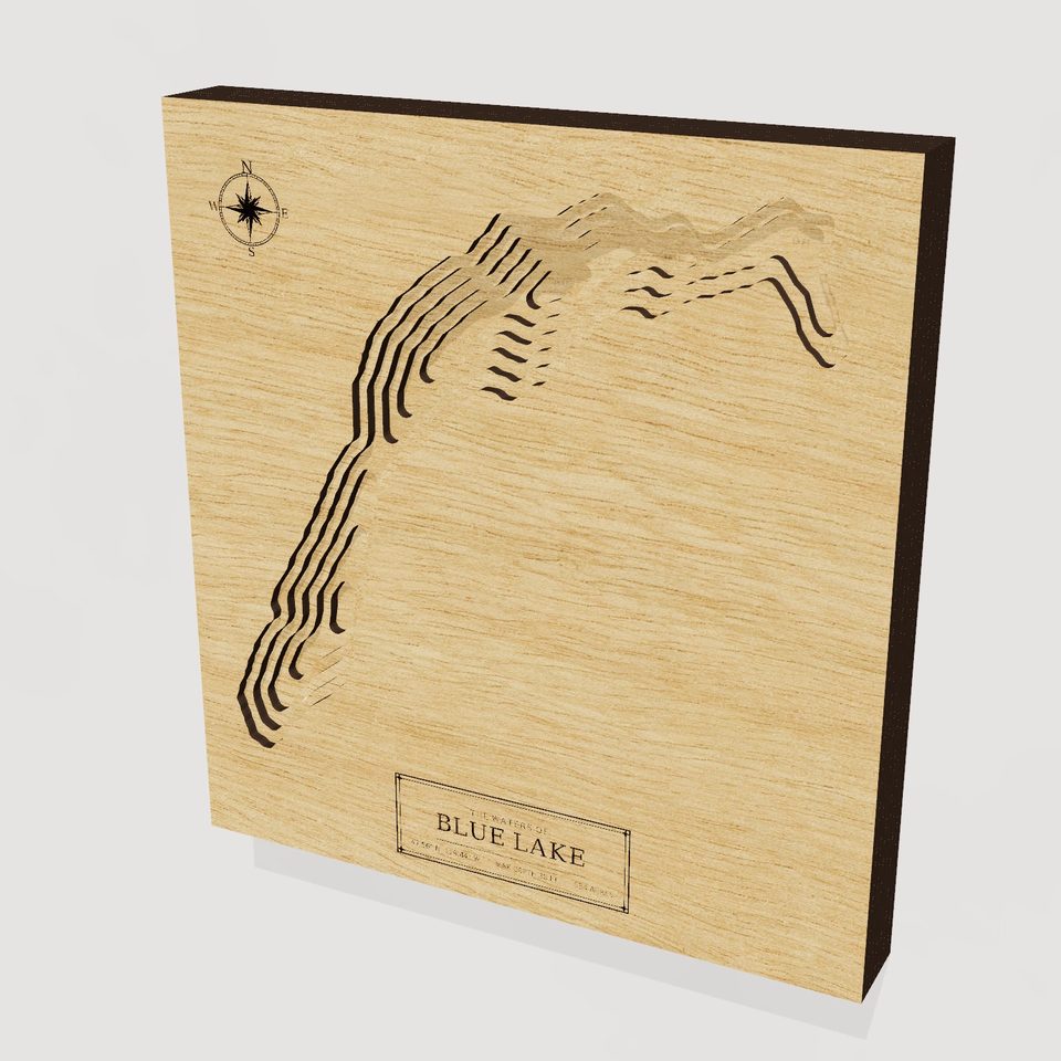 Blue Lake 3D wood map, hero view