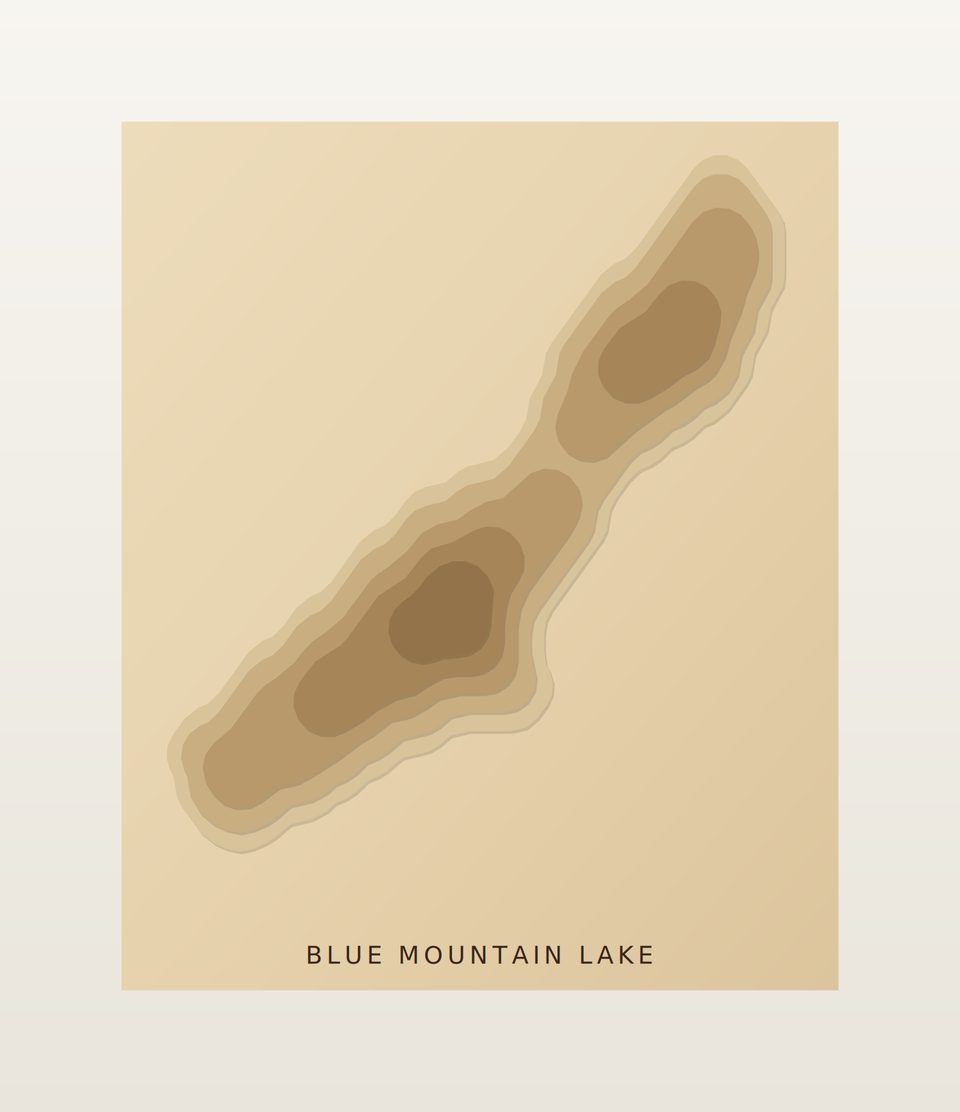 Blue Mountain Lake 3D wood map, preview view