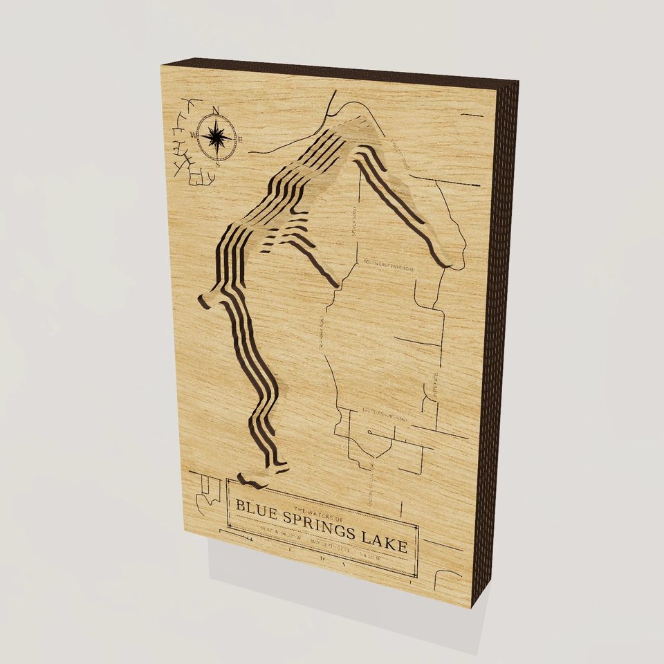Blue Springs Lake 3D wood map, hero view