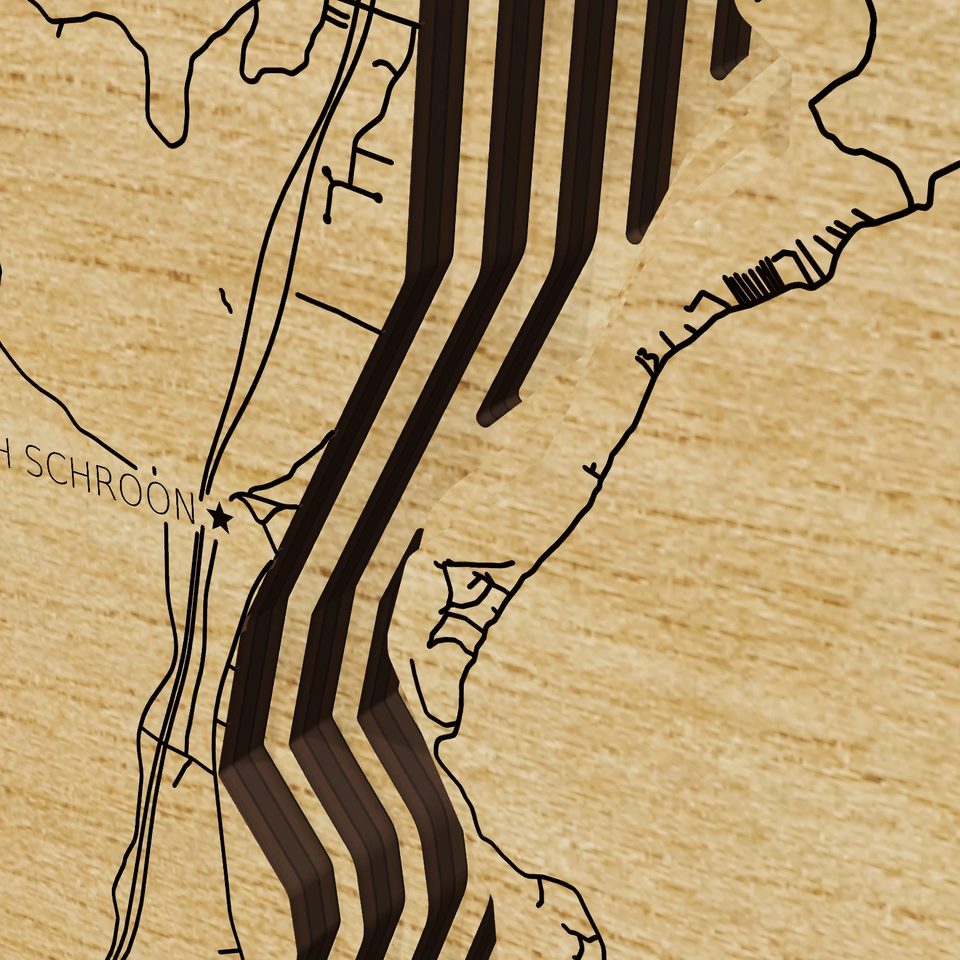 Brant Lake 3D wood map, detail view