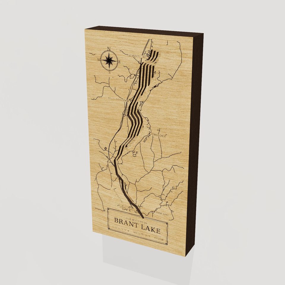 Brant Lake 3D wood map, hero view