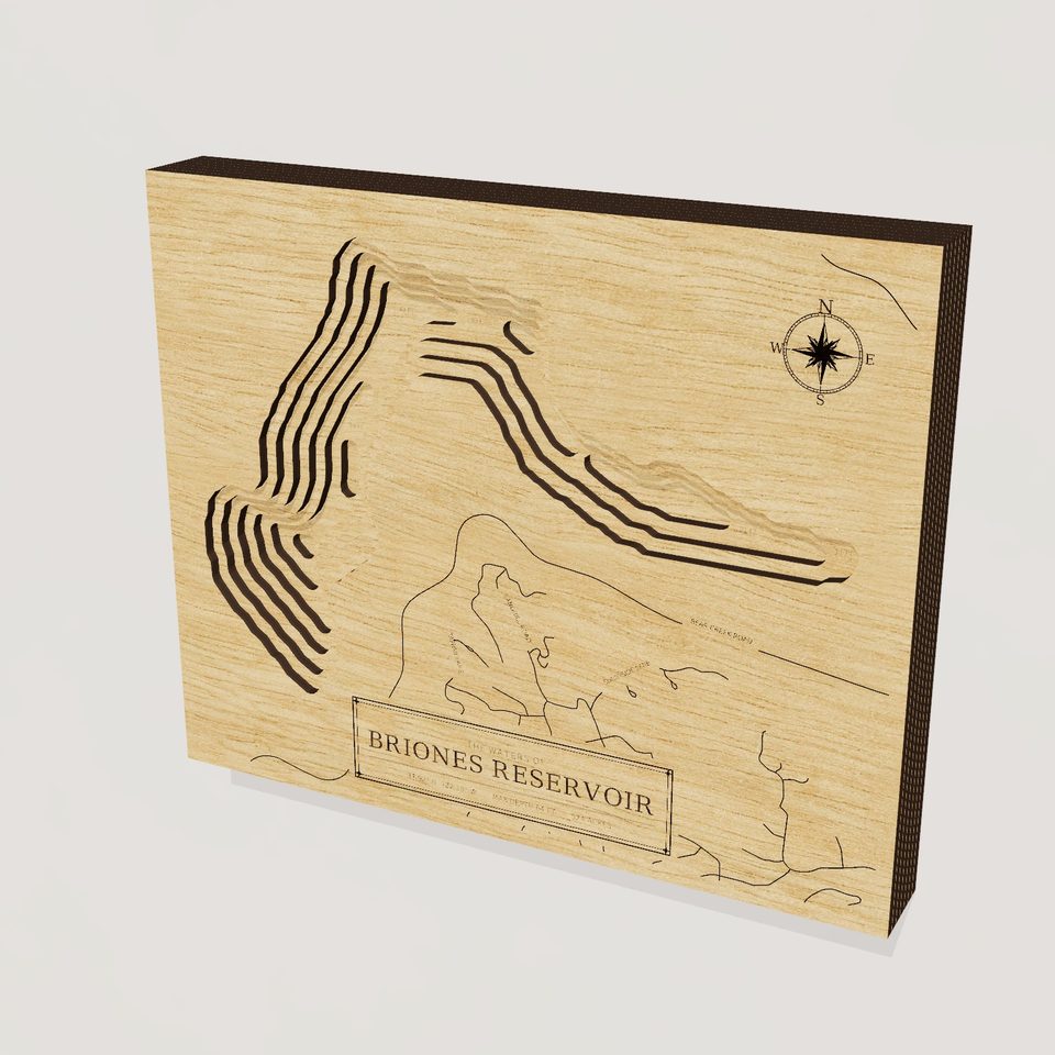 Briones Reservoir 3D wood map, hero view