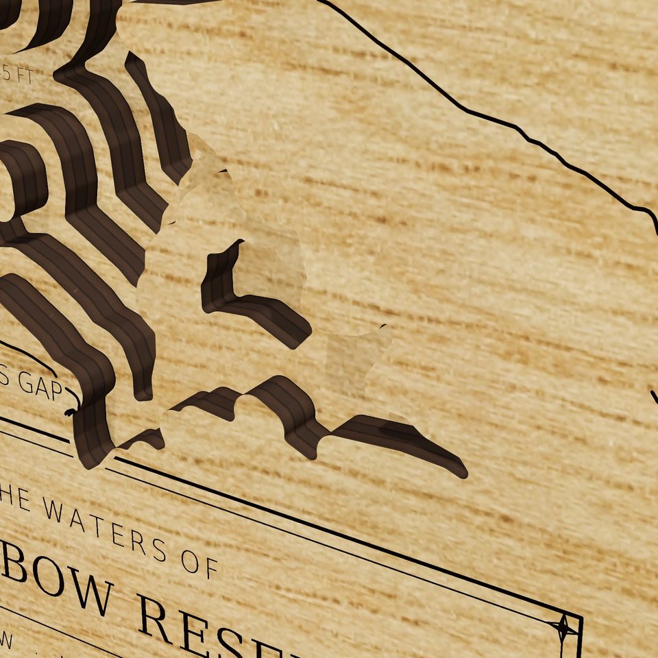Broken Bow Reservoir 3D wood map, detail view