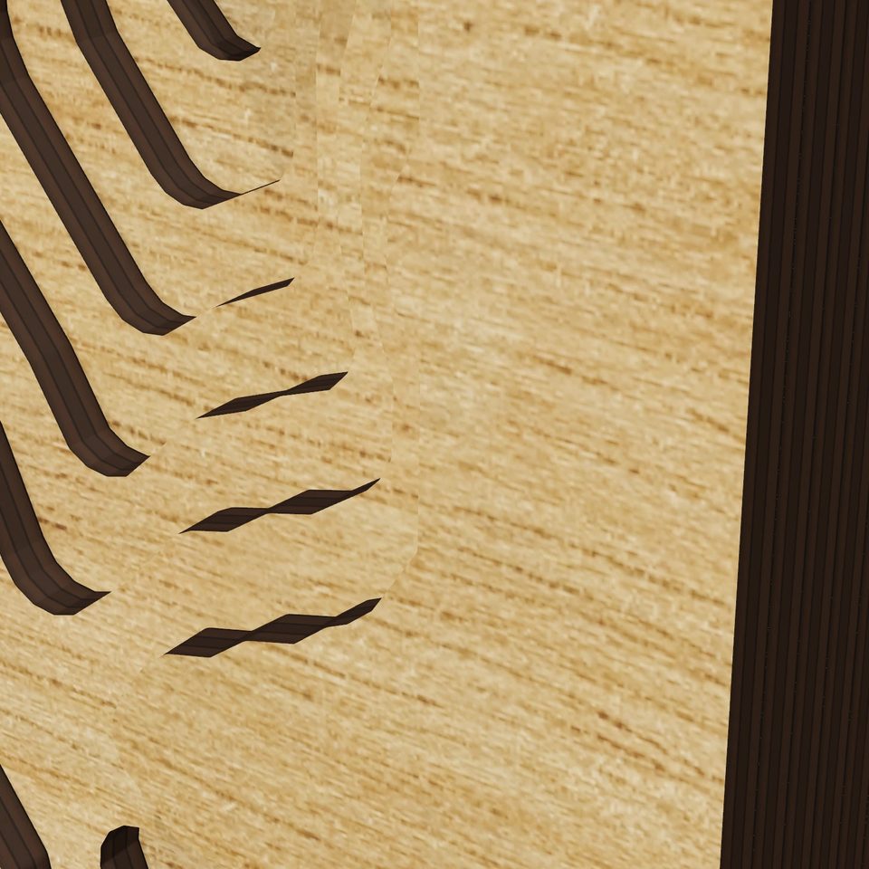 Brooks Pond 3D wood map, detail view