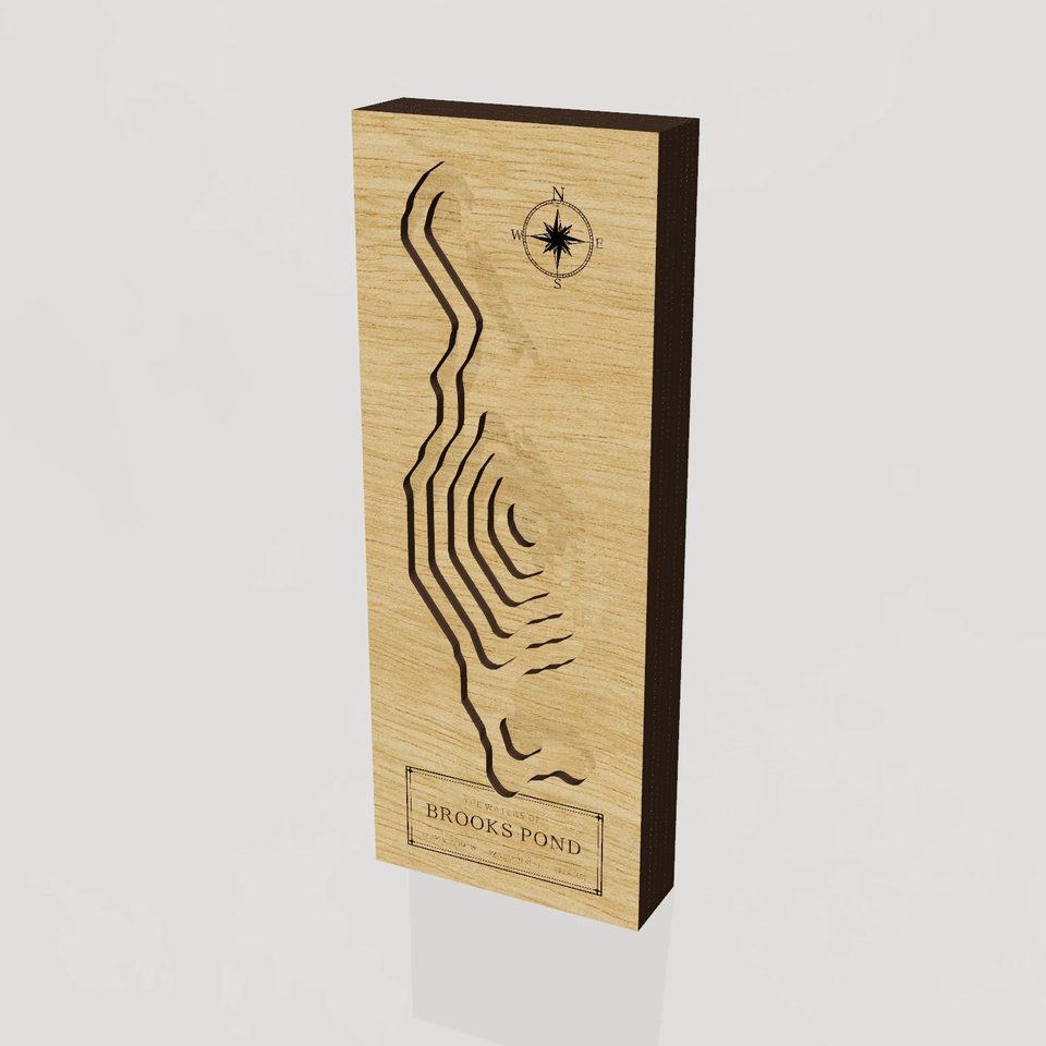 Brooks Pond 3D wood map, hero view