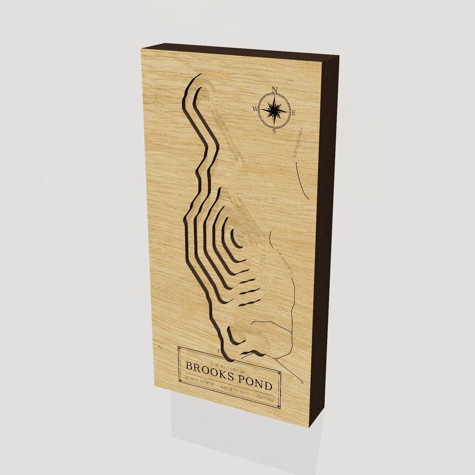 Brooks Pond 3D wood map, hero view