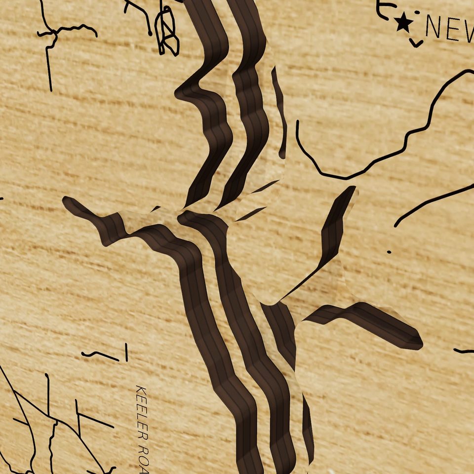 Brookville Lake 3D wood map, detail view