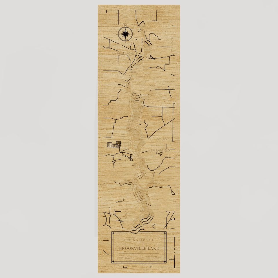 Brookville Lake 3D wood map, front view