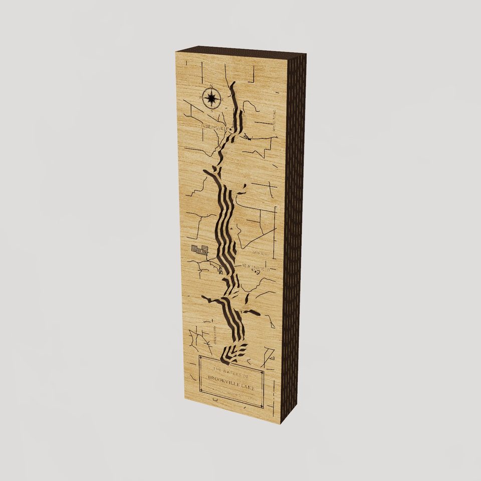 Brookville Lake 3D wood map, hero view