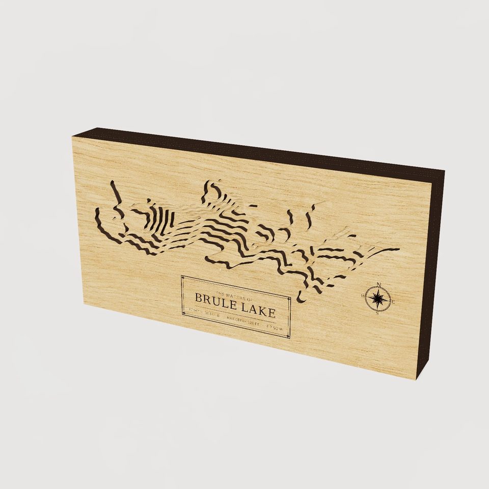 Brule Lake 3D wood map, hero view