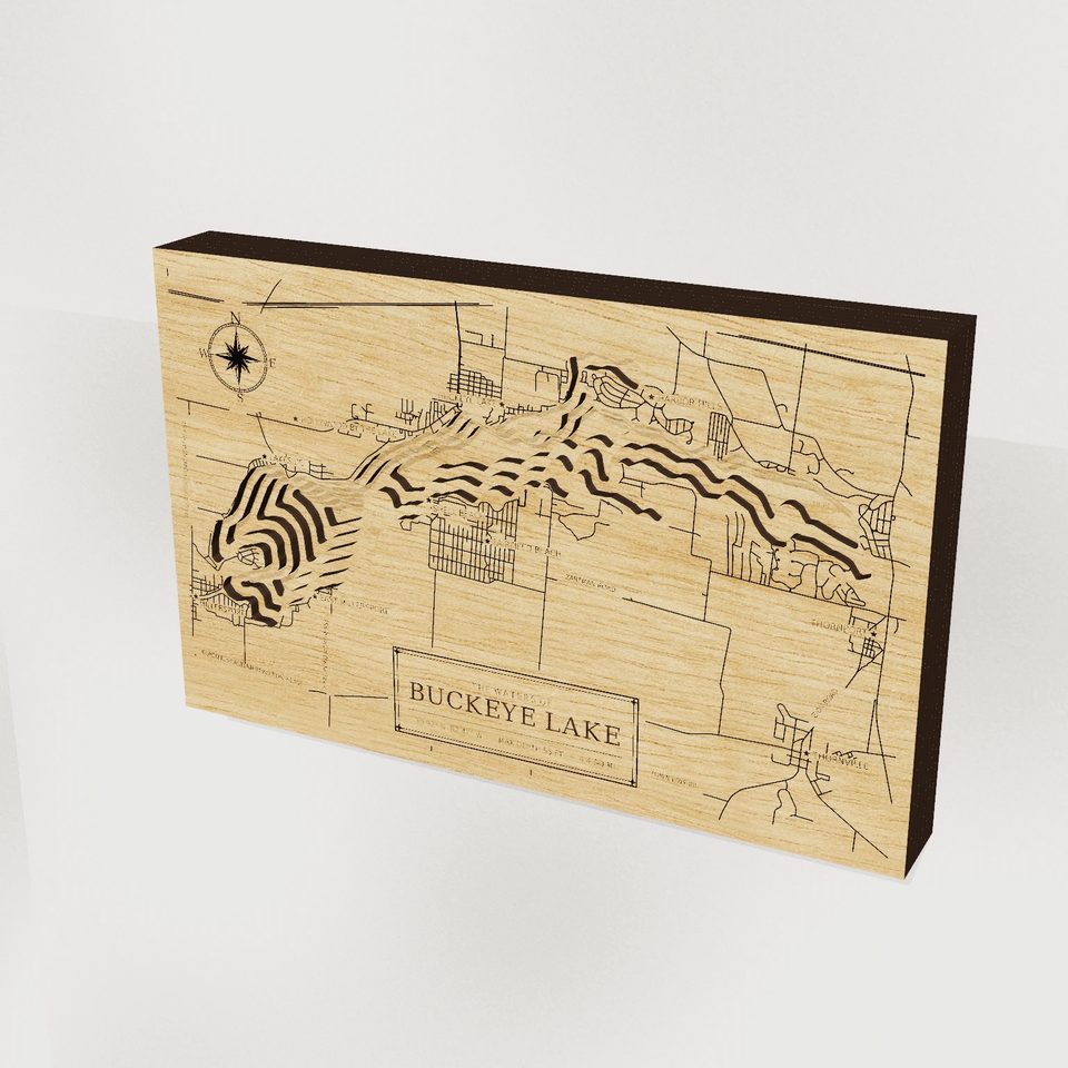Buckeye Lake 3D wood map, hero view