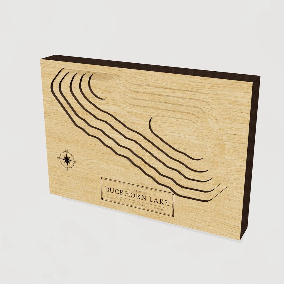 Buckhorn Lake 3D wood map, hero view