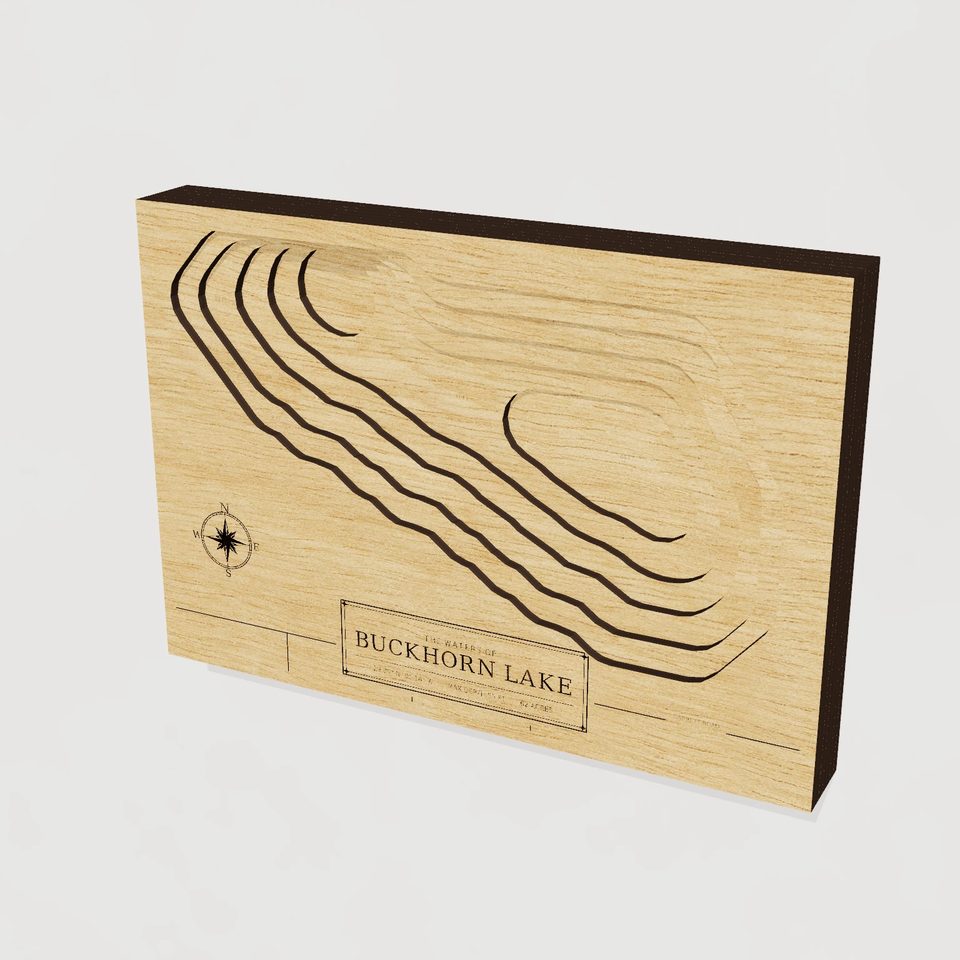 Buckhorn Lake 3D wood map, hero view