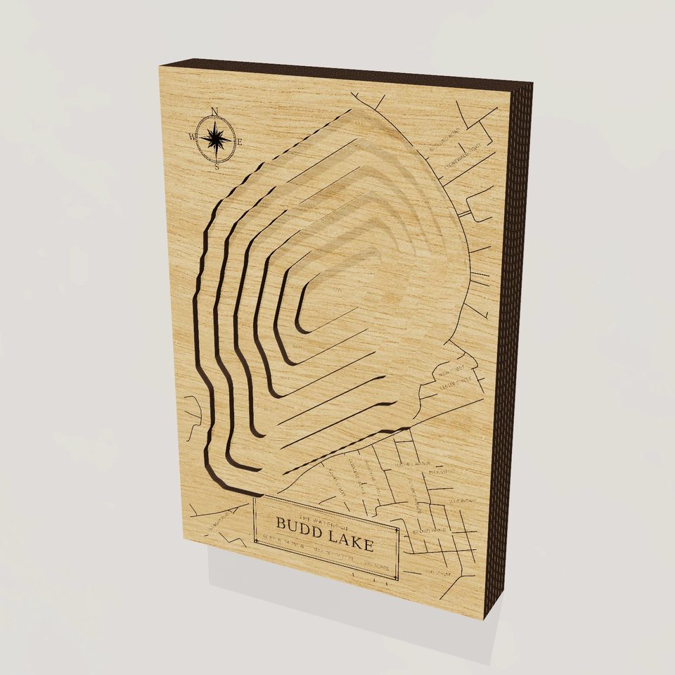 Budd Lake 3D wood map, hero view