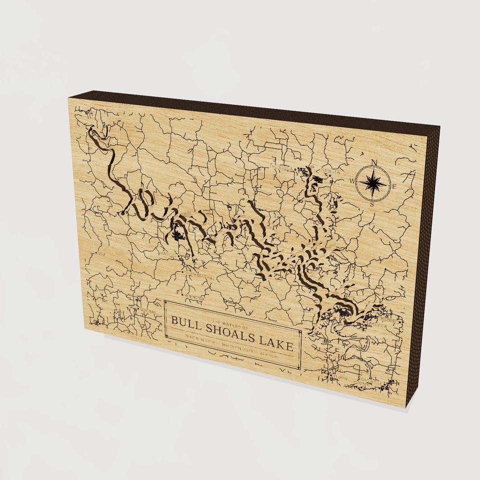 Bull Shoals Lake 3D wood map, hero view
