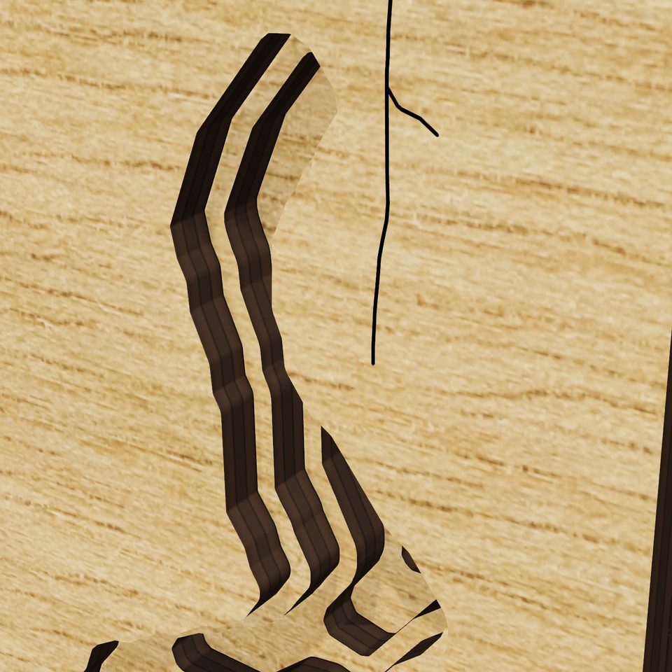 Burr Oak Lake 3D wood map, detail view