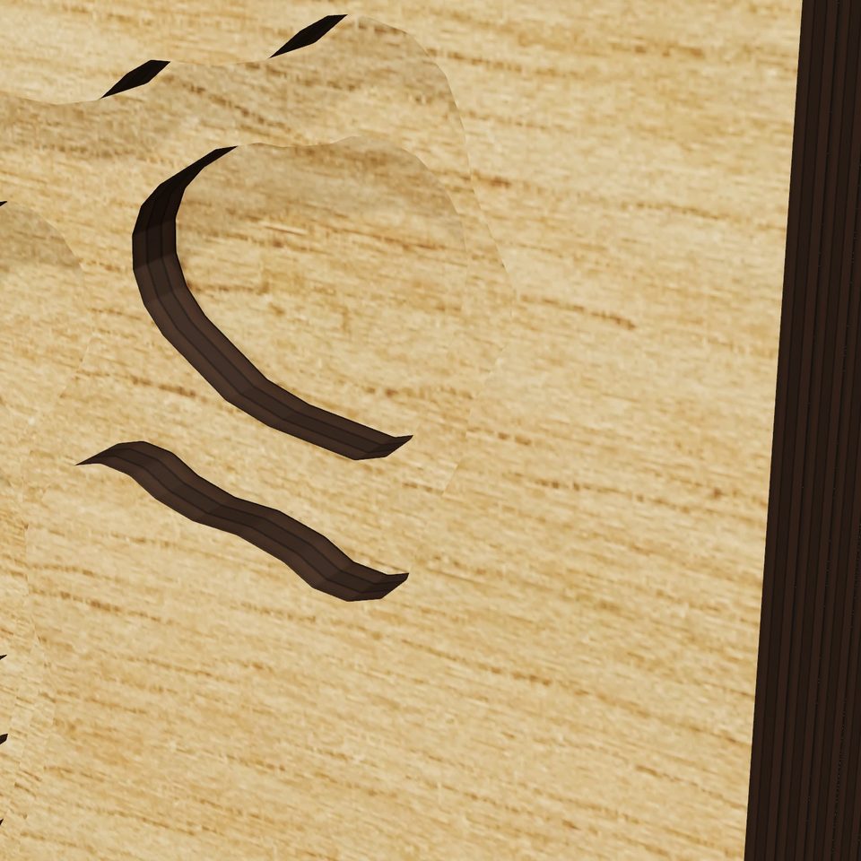Butler Reservoir 3D wood map, detail view