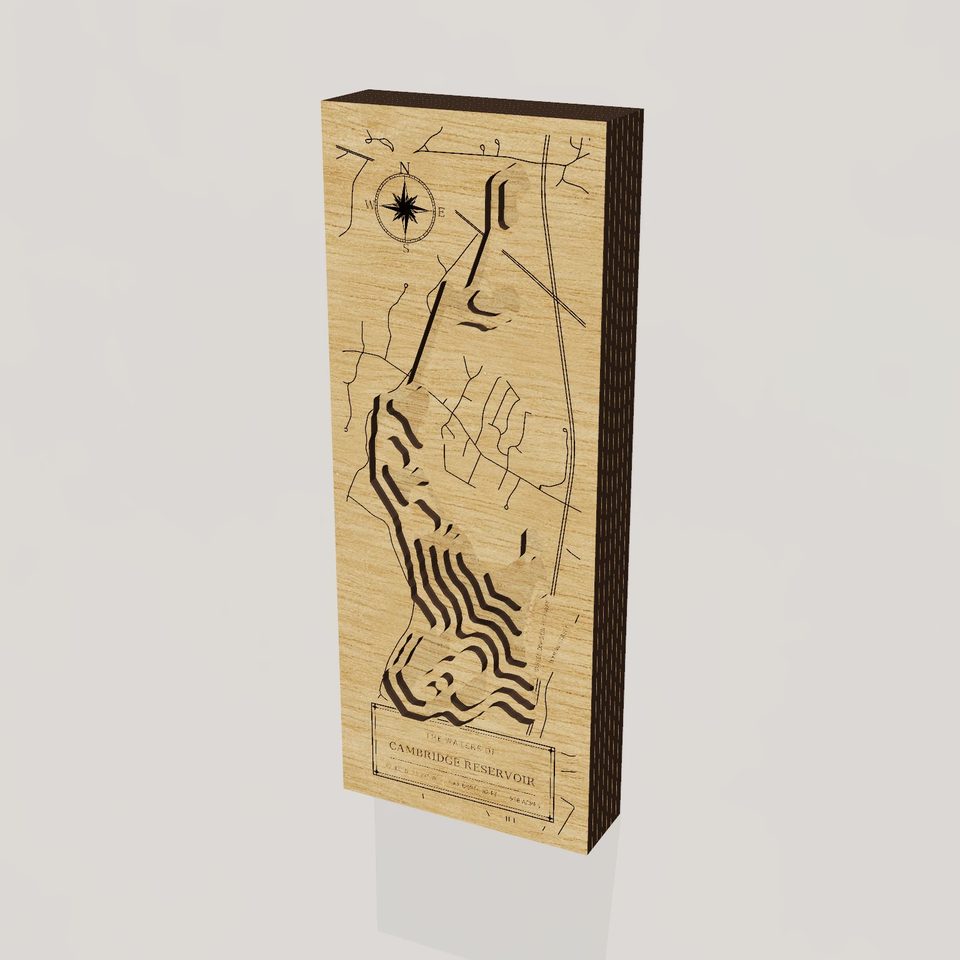 Cambridge Reservoir 3D wood map, hero view