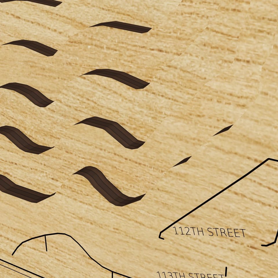 Camp Lake 3D wood map, detail view