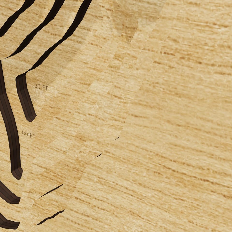 Canadarago Lake 3D wood map, detail view