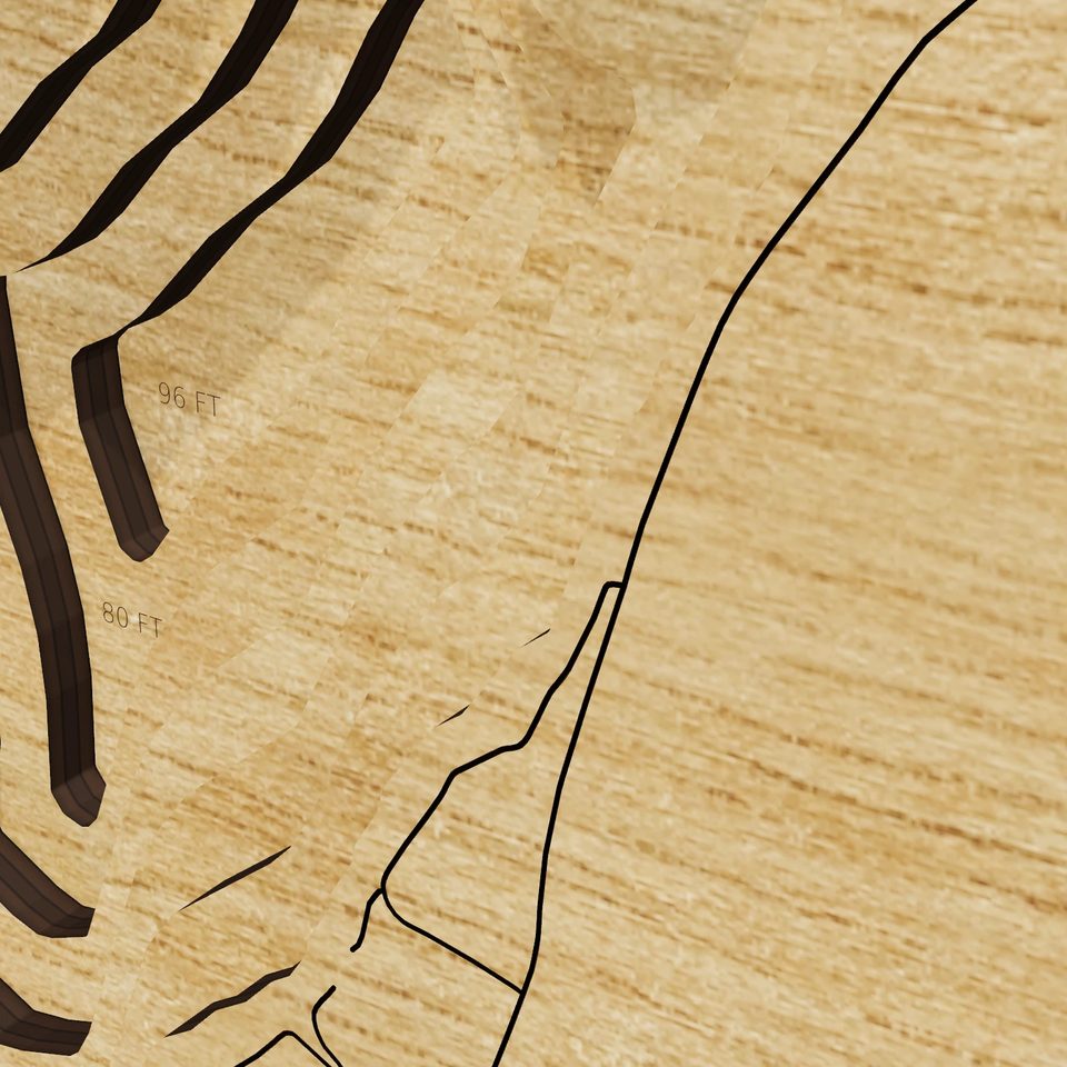 Canadarago Lake 3D wood map, detail view