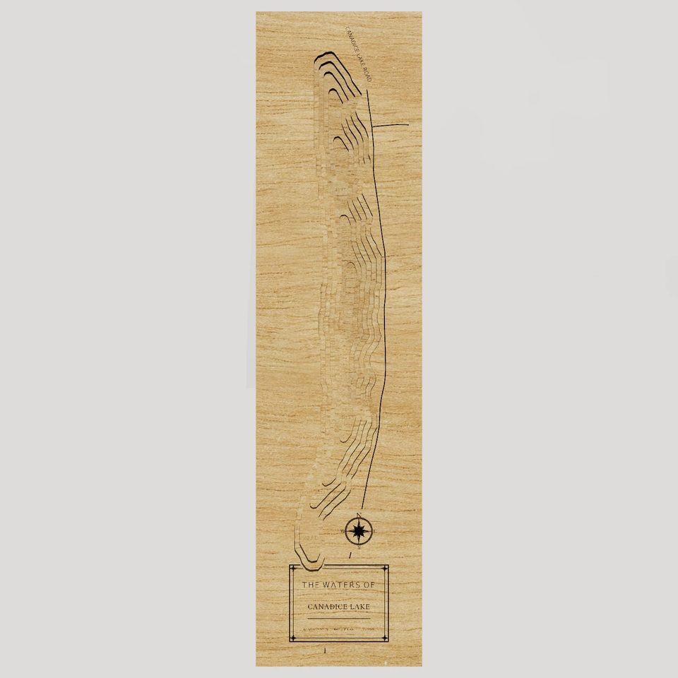 Canadice Lake 3D wood map, front view