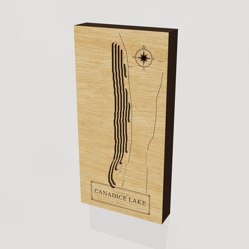 Canadice Lake 3D wood map, hero view