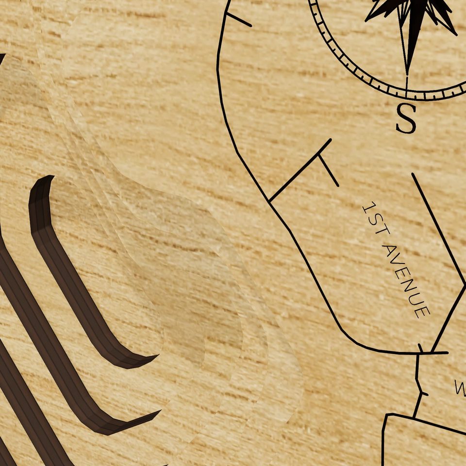Canadohta Lake 3D wood map, detail view