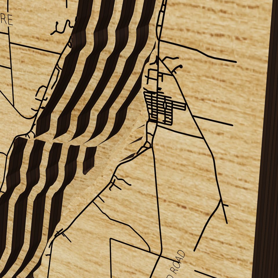 Canandaigua Lake 3D wood map, detail view
