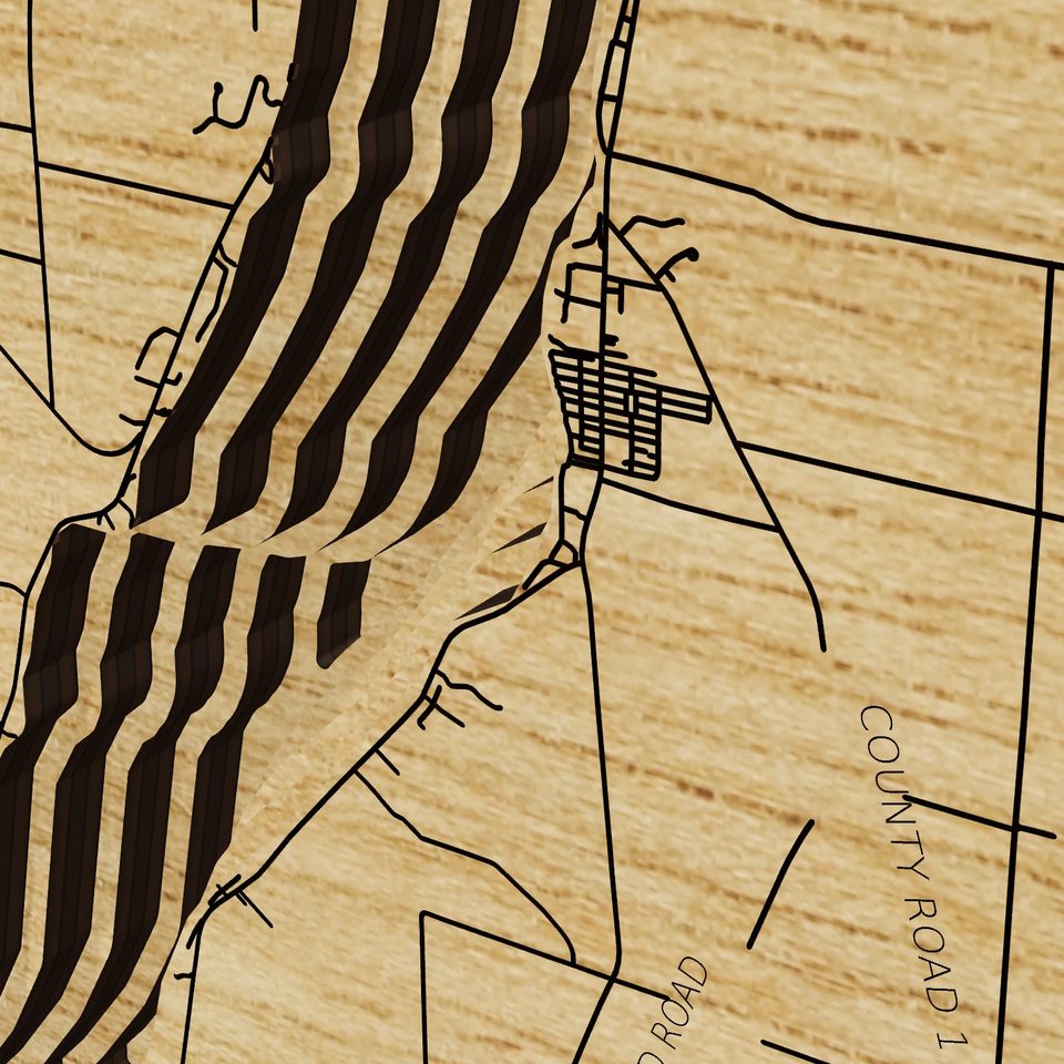 Canandaigua Lake 3D wood map, detail view