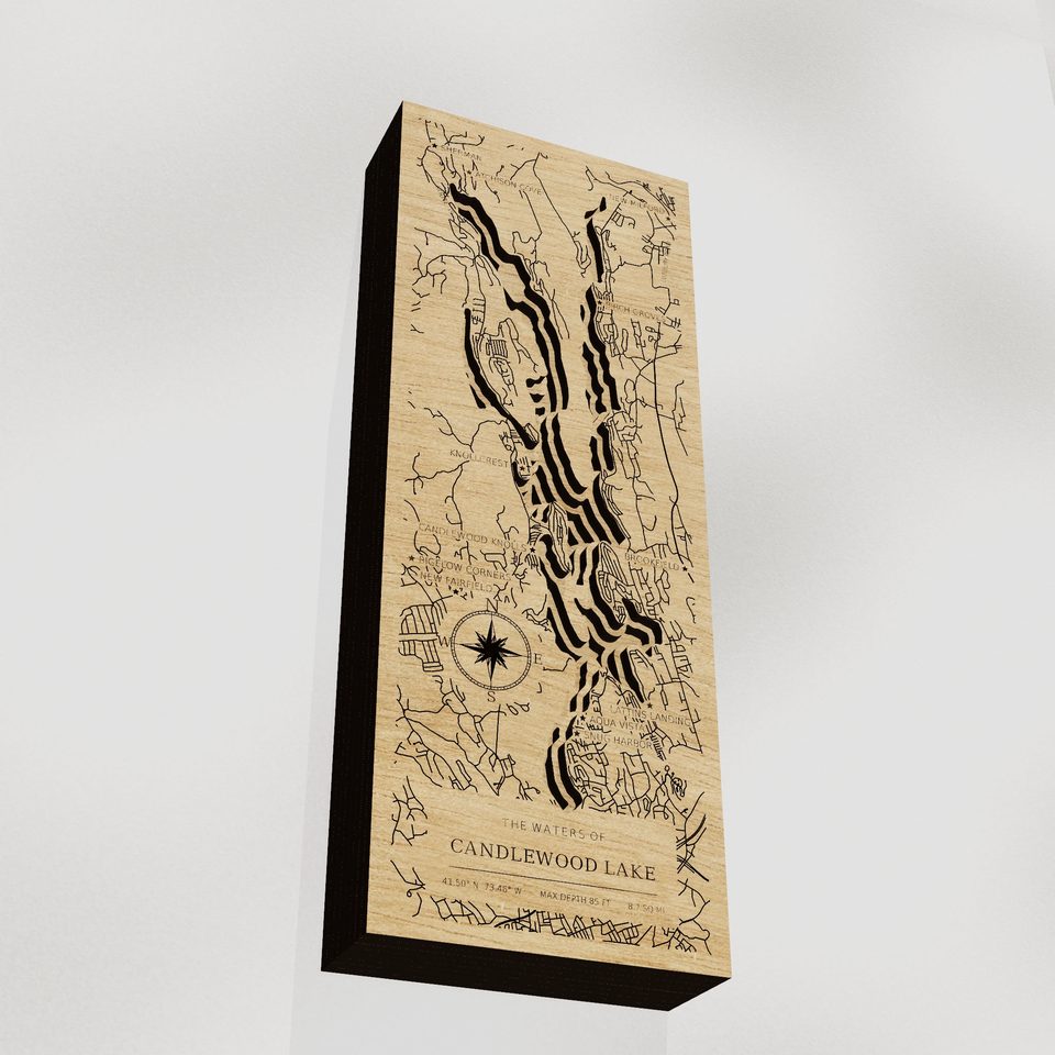 Candlewood Lake 3D wood map, angle low view