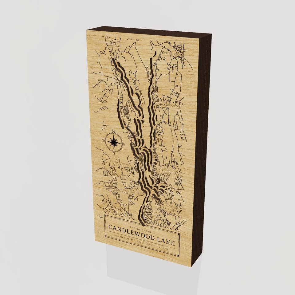 Candlewood Lake 3D wood map, hero view