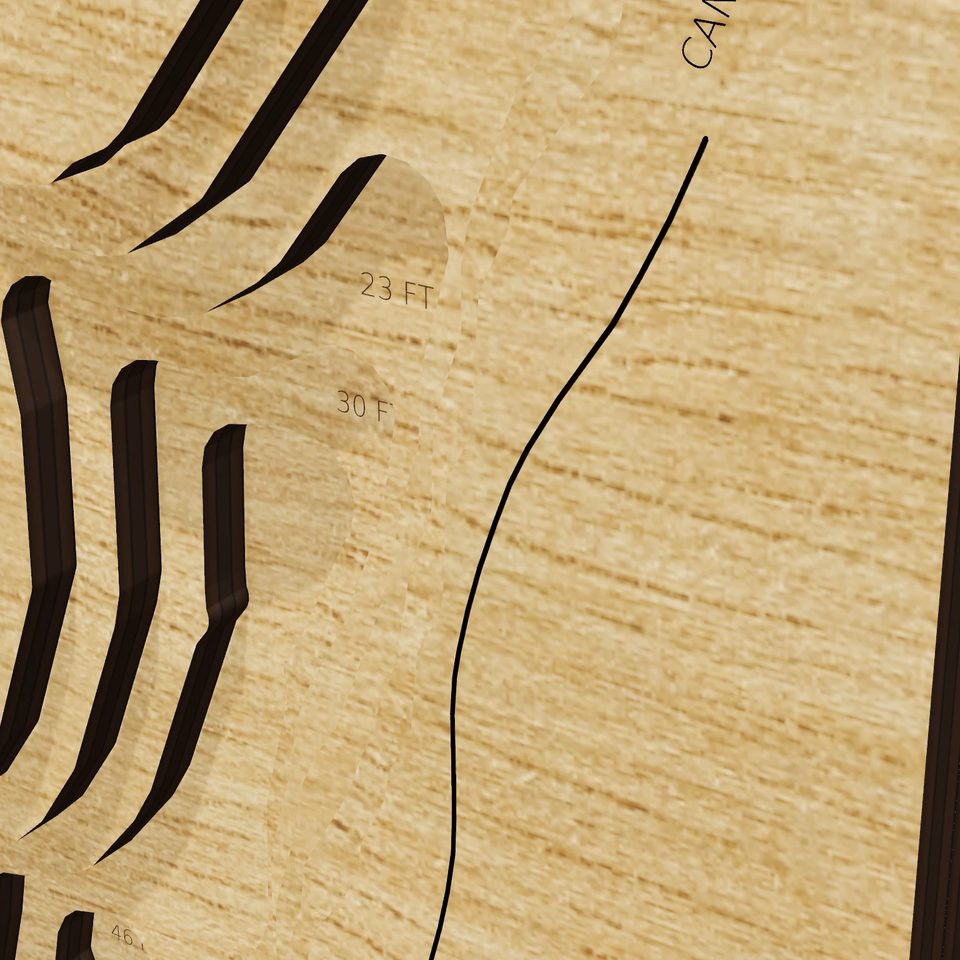Canistear Reservoir 3D wood map, detail view