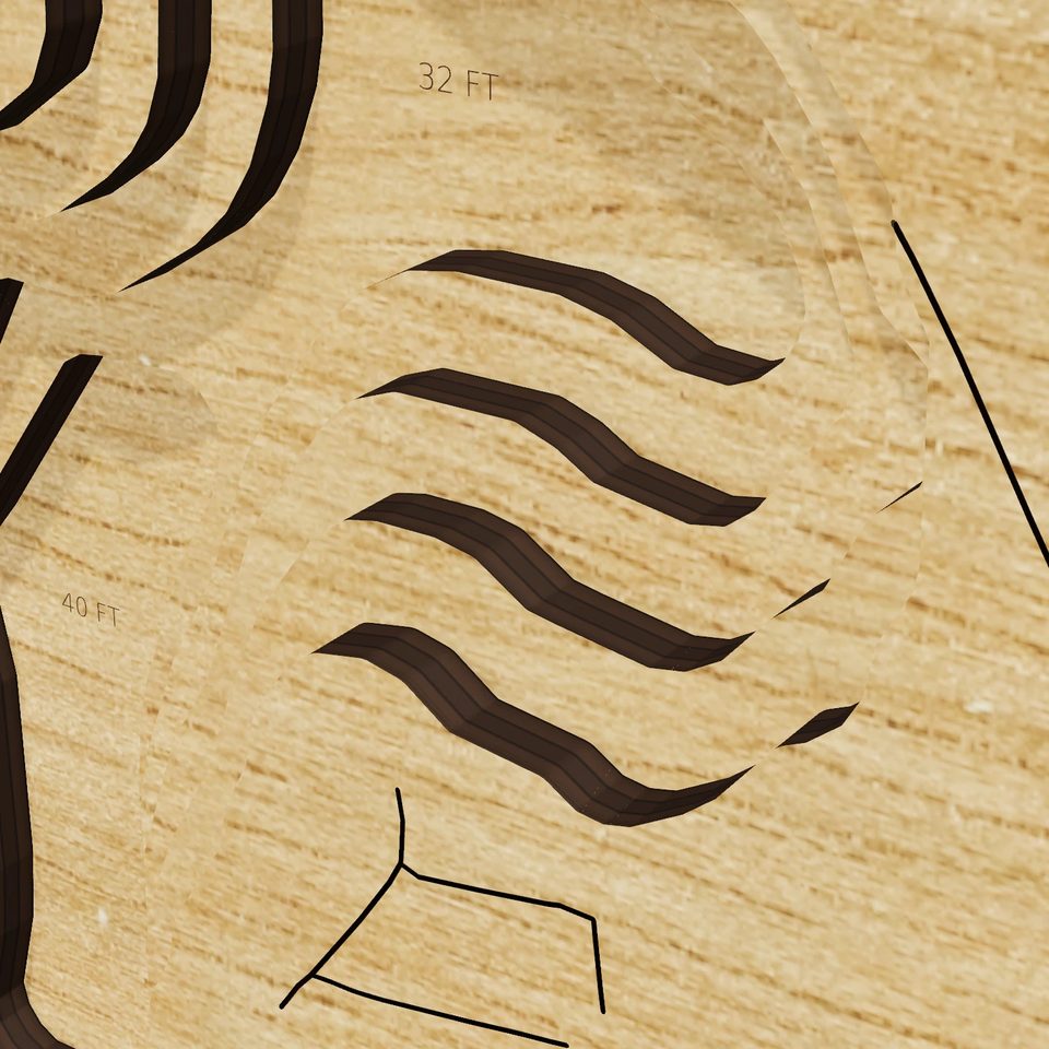 Canobie Lake 3D wood map, detail view