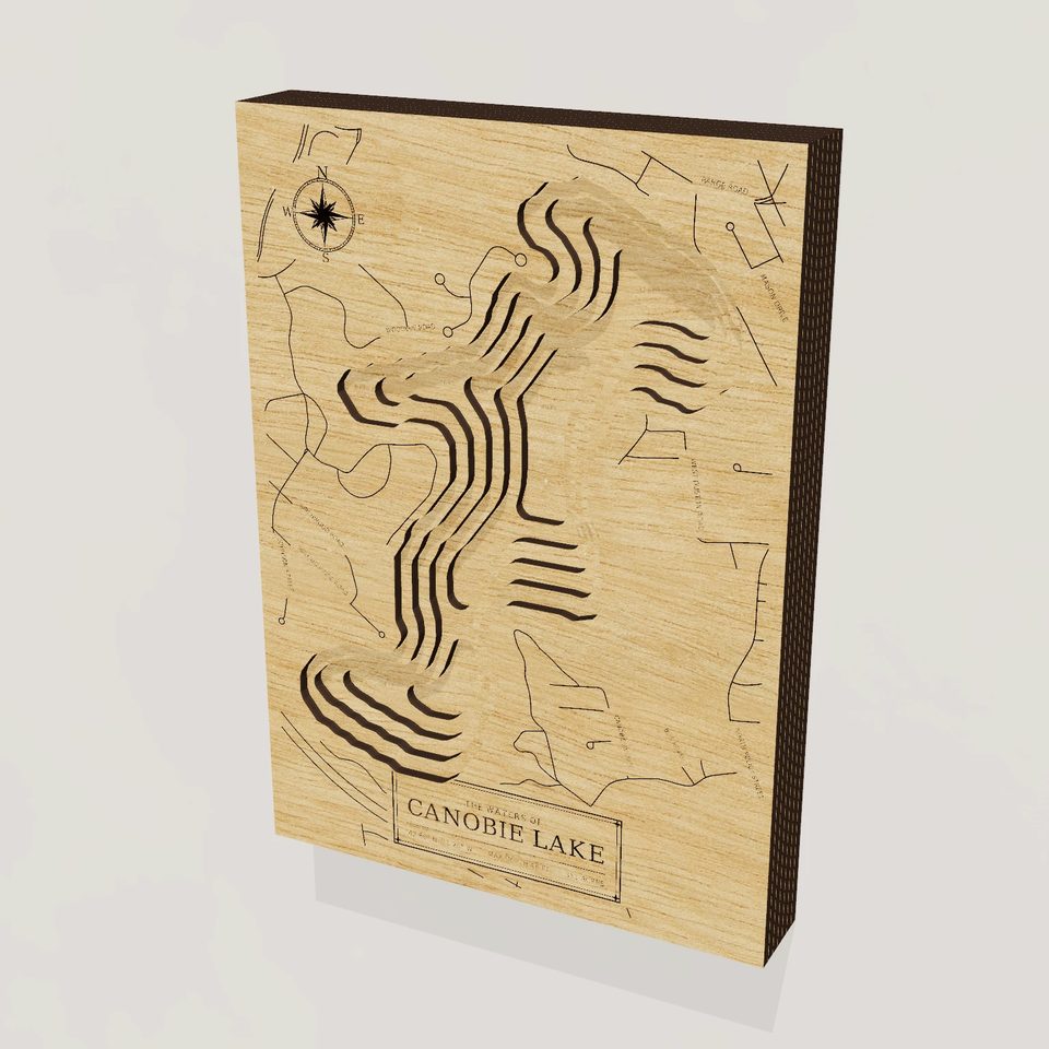 Canobie Lake 3D wood map, hero view