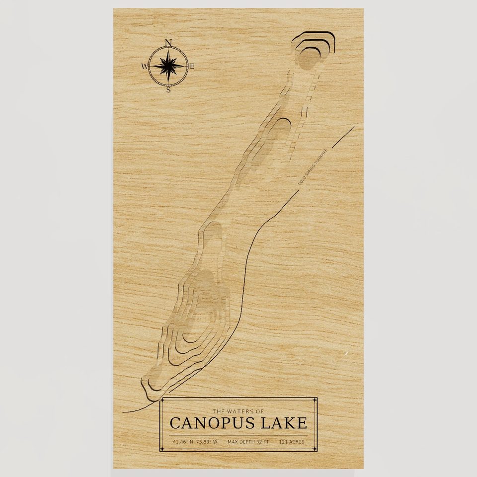 Canopus Lake 3D wood map, front view