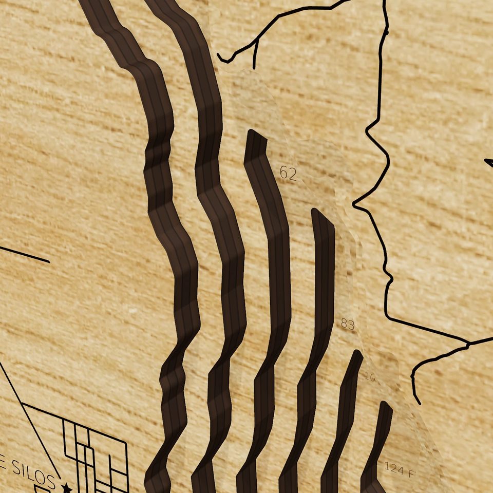 Canyon Ferry Lake 3D wood map, detail view