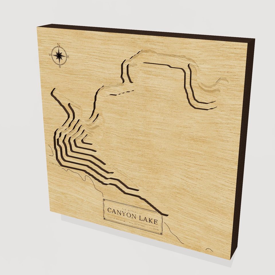 Canyon Lake 3D wood map, hero view