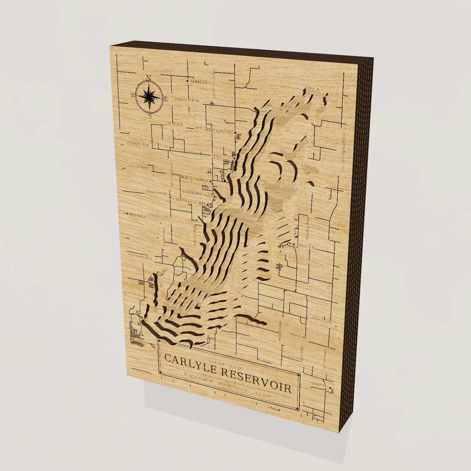 Carlyle Reservoir 3D wood map, hero view