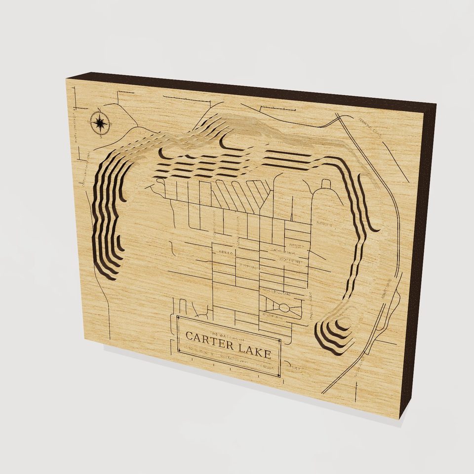 Carter Lake 3D wood map, hero view