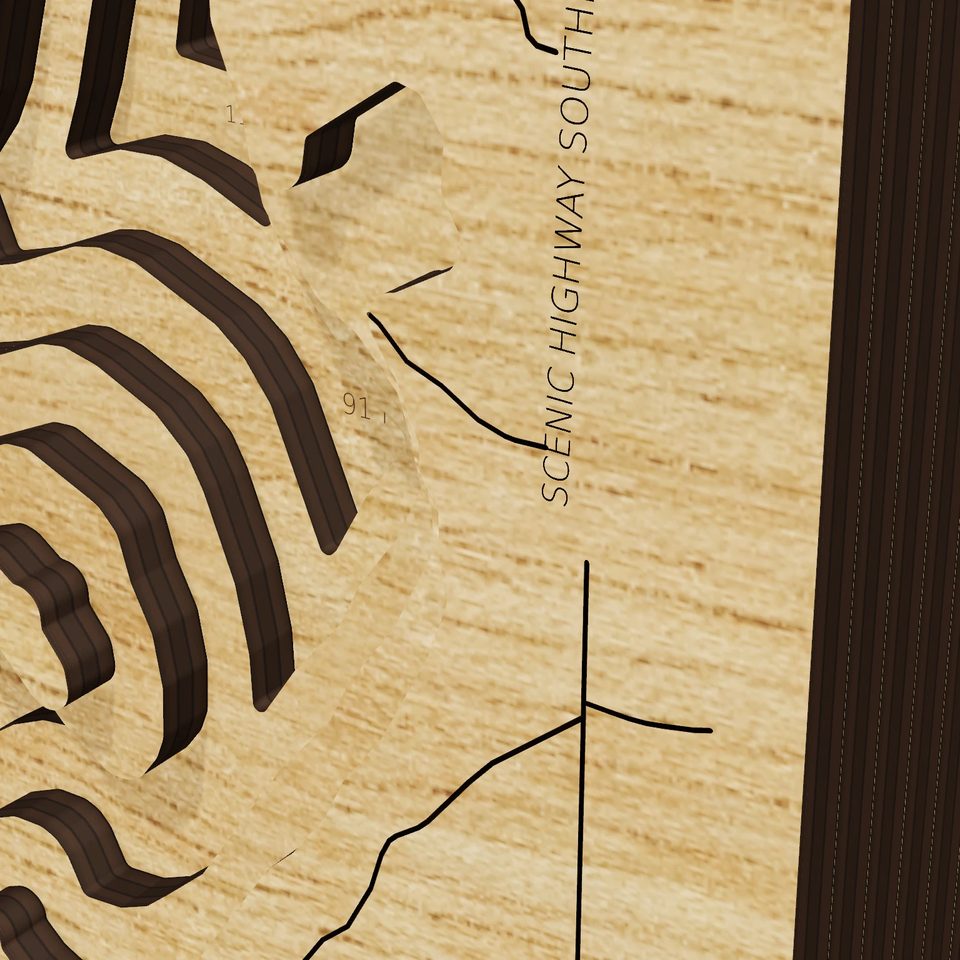 Cass Lake 3D wood map, detail view