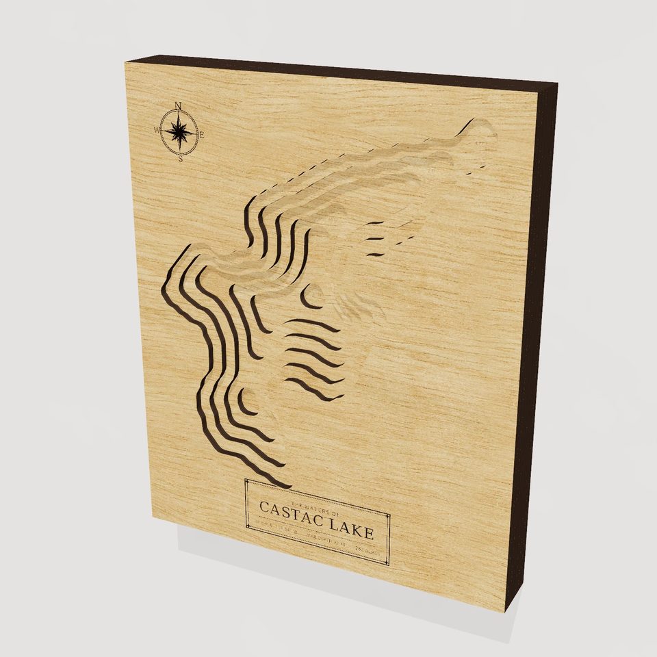 Castac Lake 3D wood map, hero view