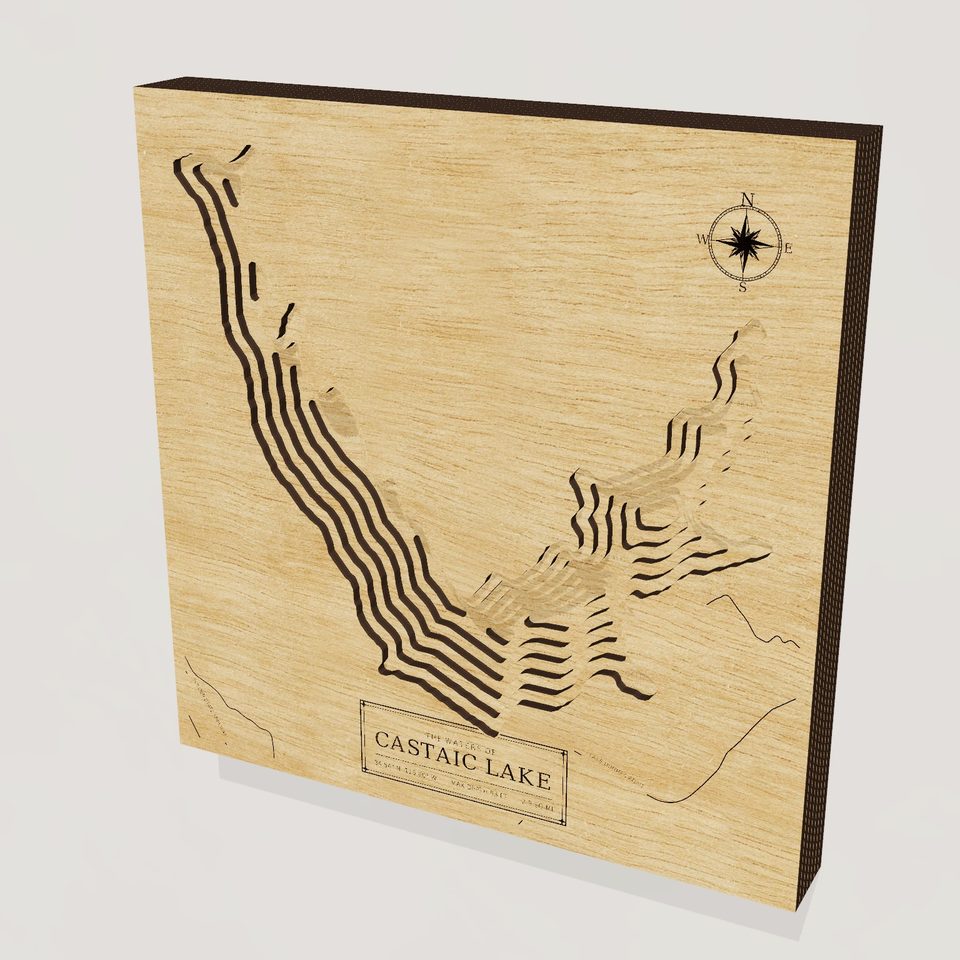 Castaic Lake 3D wood map, hero view