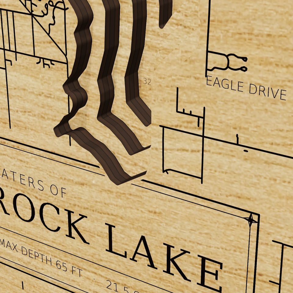 Castle Rock Lake 3D wood map, detail view