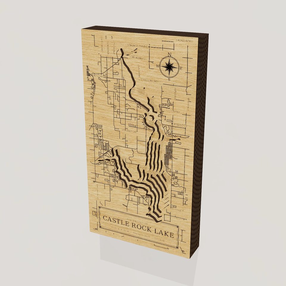 Castle Rock Lake 3D wood map, hero view
