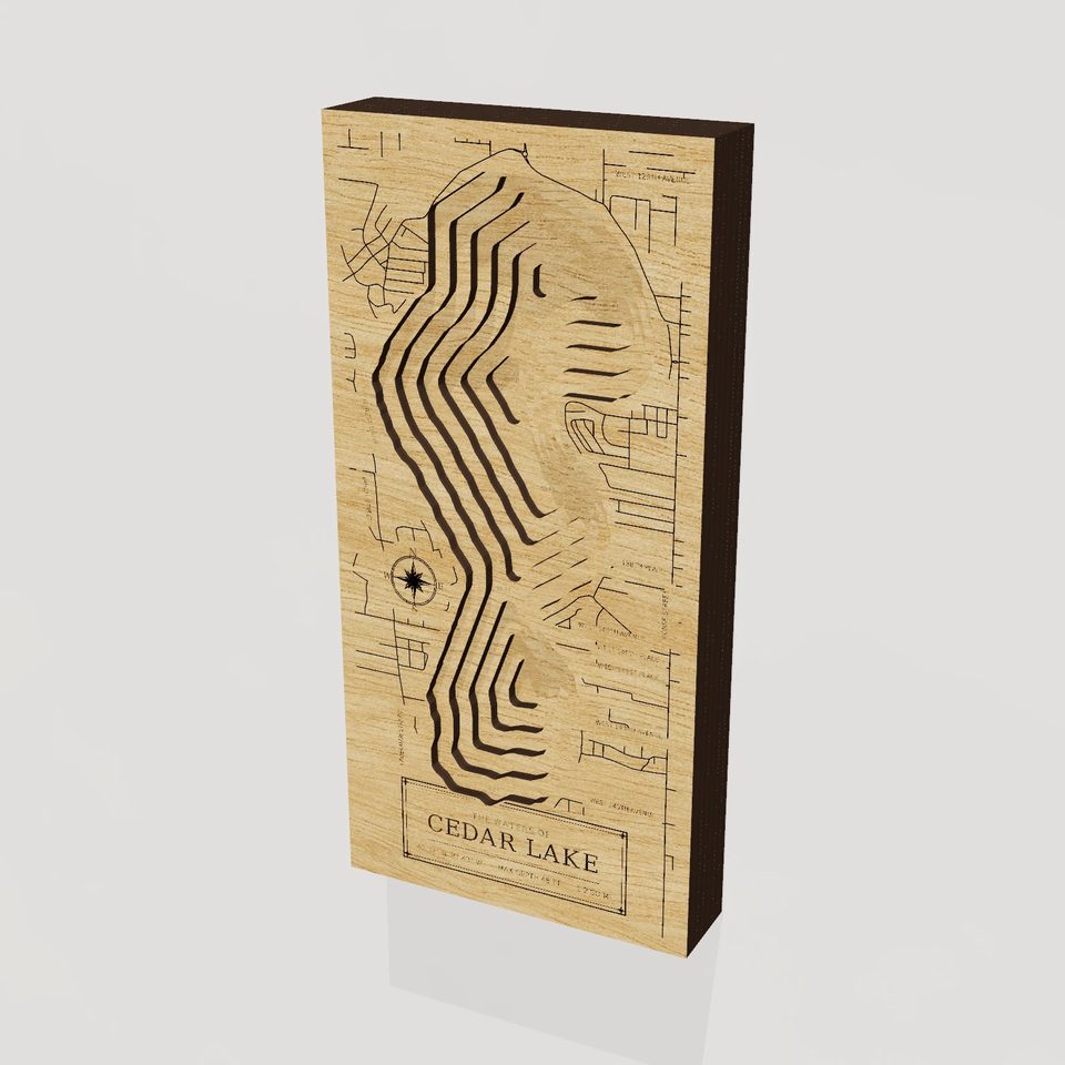 Cedar Lake 3D wood map, hero view