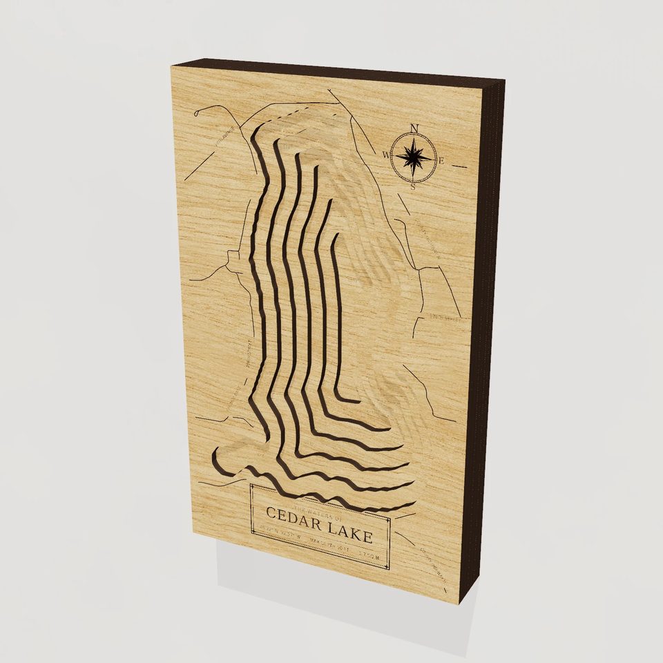 Cedar Lake 3D wood map, hero view