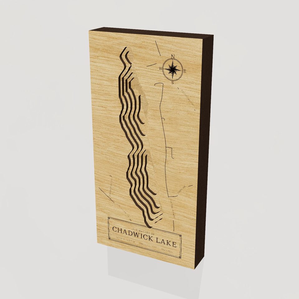 Chadwick Lake 3D wood map, hero view
