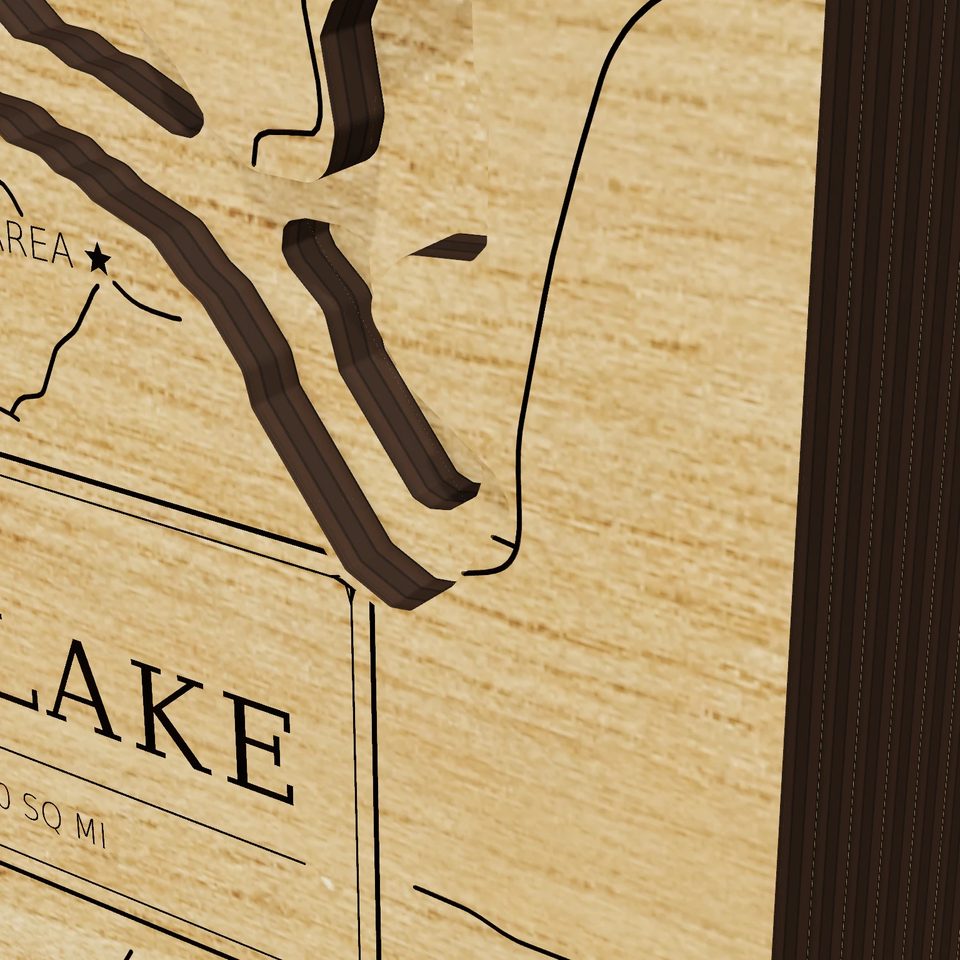 Charles Mill Lake 3D wood map, detail view