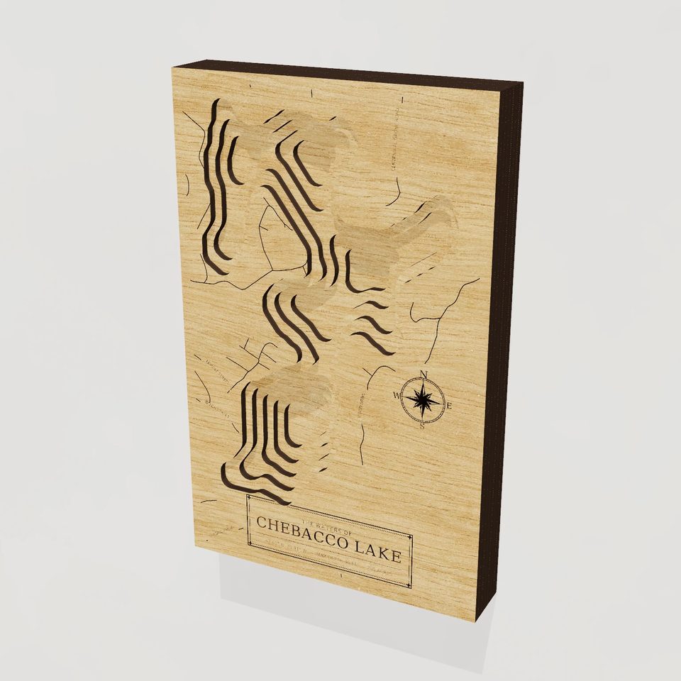 Chebacco Lake 3D wood map, hero view